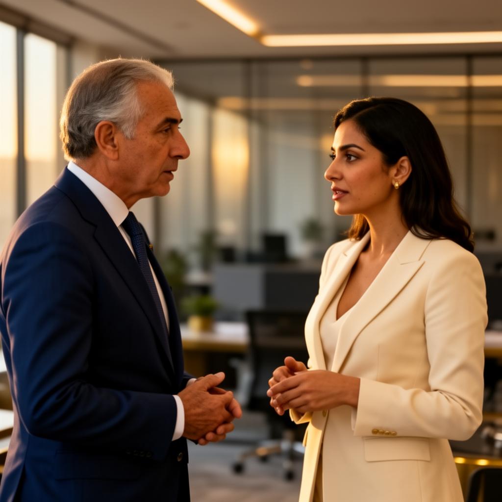 Senior consultant in conversation with a colleague